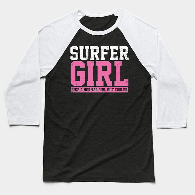 Surfer Girl Surfing Baseball T-Shirt by KAWAIITEE